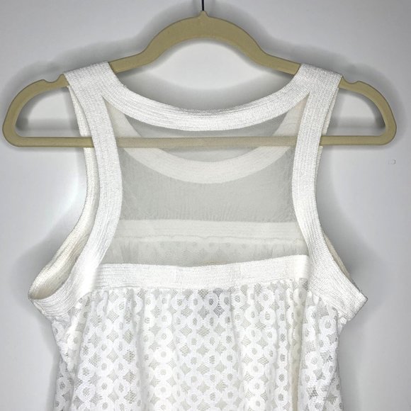 MAX STUDIO White Sheer Circle Boho Tank Top Sz L - Picture 7 of 9